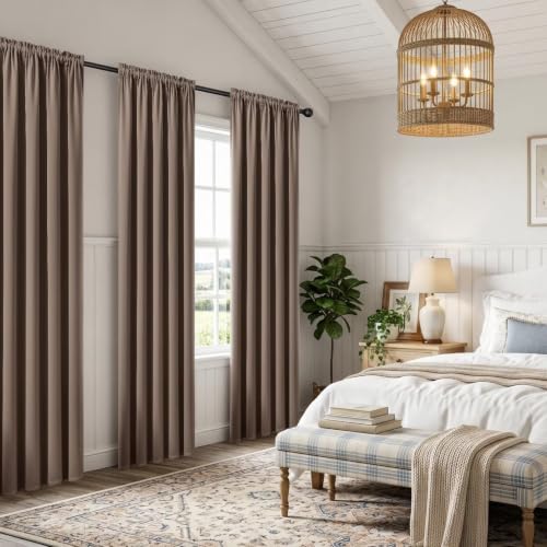 Khaki Blackout Curtains 108 inch Length 2 Panels Set (Khaki / 52"W x 108"L (Pack of 2))