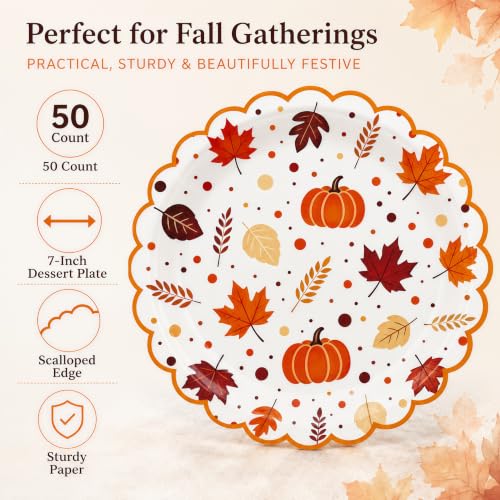 50 Pack Fall Paper Plates