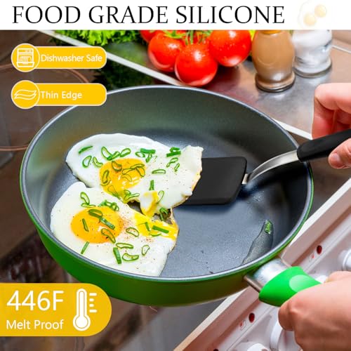 2 Pcs Mini Silicone Cookie Brownie Spatula (Solid Flat / Black, Grey)