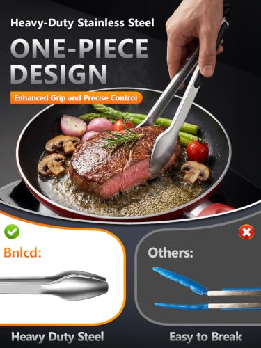 Kitchen Tongs with Teeth for Strong Gripping (Black)
