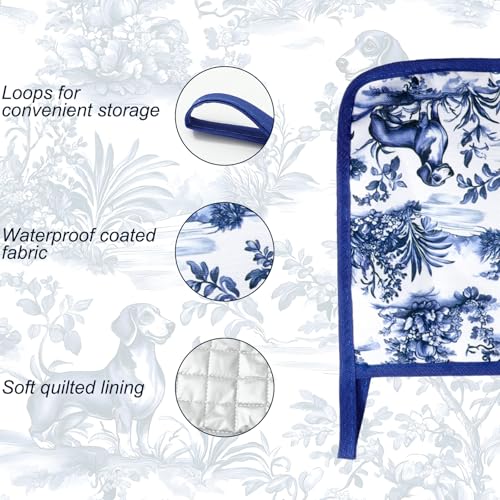 4 Pcs Chinoiserie Dachshund Oven Mitts and Pot Holders Set Heat Resistant Non