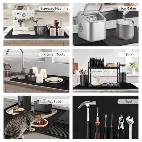 24"x16" Coffee Bar Mat Dish Drying Mat Coffee Maker Mat for Kitchen Counter with Tamping Mat (Silicone Coffee Mat 24x16)