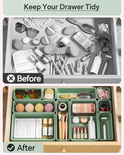 25 PCS Plastic Drawer Organizers Set (Green)