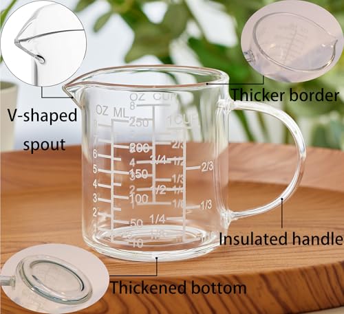 Ackers Mirror Scale Glass Measuring Cup (250 ML (8 Oz, 1 Cup) - Mirror Etching)