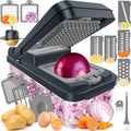 12-in-1 Vegetable Chopper, Food Veggie Chopper With Container (Gray / 7 blades)