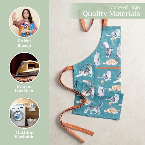 Aprons for women with Pocket 100% Cotton Pack of 1 (009 - Cats Will Be Cats)
