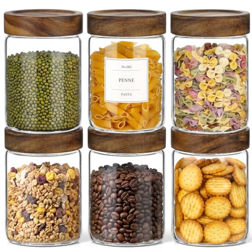 6Pcs 28 oz Glass Jars with Wooden Lids (28oz-6pcs)