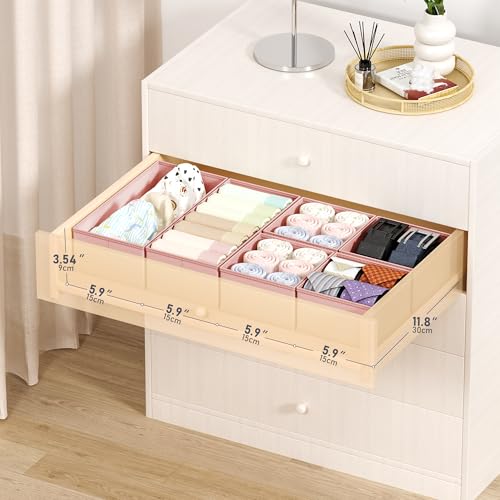 Drawer Organizer Clothes Storage (Pink / 18 Pack)