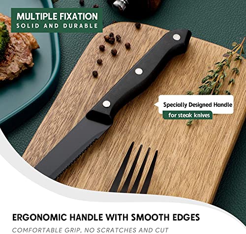 48 Piece Matte Black Silverware Set with Steak Knives
