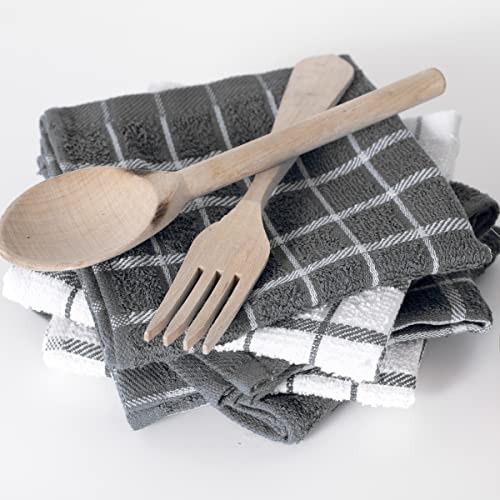 Terry Check Dish Cloth Set (Gray / 6-Pack - Dish Cloths)
