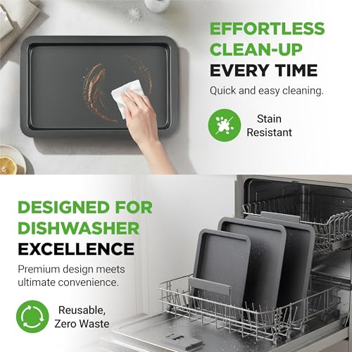 3 Piece Nonstick Baking Sheet Set (Gray / One Size)