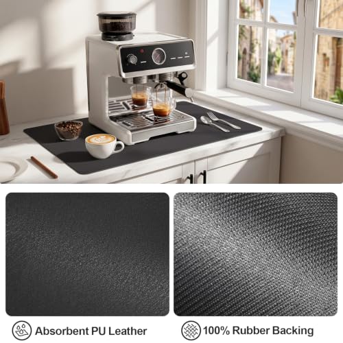 Coffee Mats for Coffee Bar Accessories (Black / 31.5" x 17")