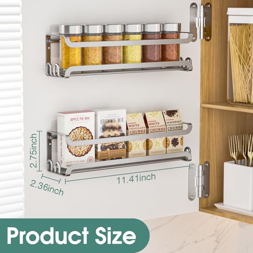 4 Pack Wall Mounted Spice Rack for Kitchen Cabinet (4 PACK / Silver)