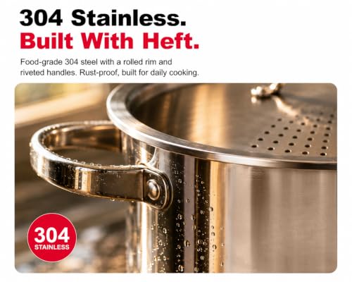 Stainless Steel Pasta Pot with Strainer Lid (Stainless Steel)