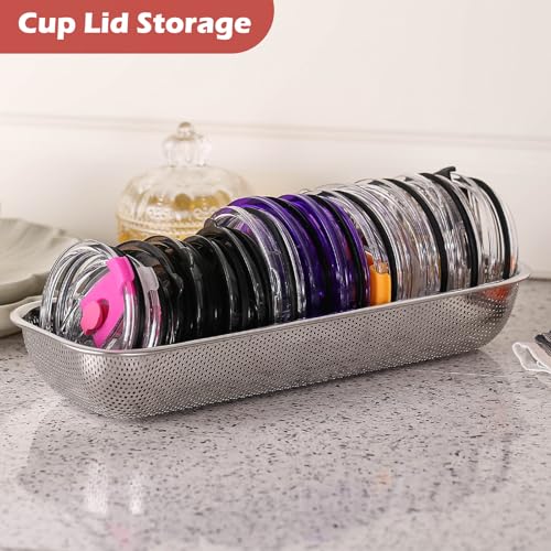 2Pack Stainless Steel Tumbler Cup Lid Organizer (Small / SilverIndustrial-2pack)