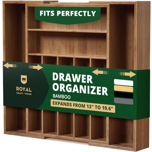 Luxury Bamboo Kitchen Drawer Organizer (Brown Bamboo / 9 Slot)