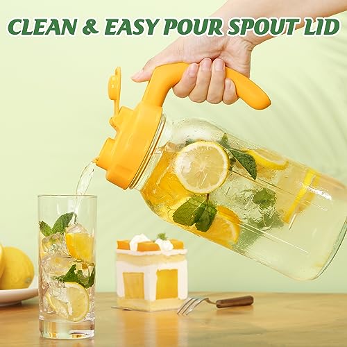 Glass Mason Jar Pitcher with Lid (Vivid Yellow)