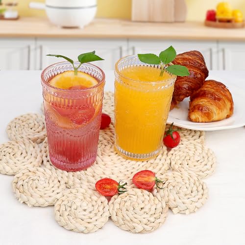6pcs Vintage Drinking Glasses Set (Pink)