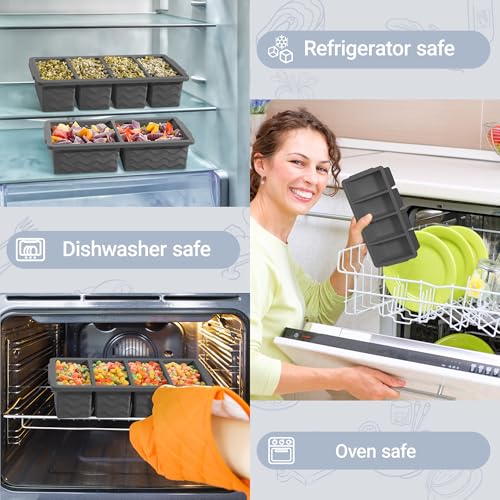 Silicone Freezer Trays with Lid for Soup (Dark Gray)