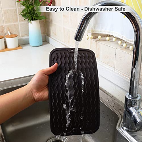 Small Silicone Drying Mat & Sink Caddy (Coffee / 12" x 6")