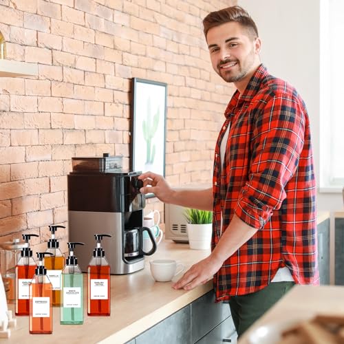 6 Pcs Coffee Syrup Dispenser Bottles 16.9 oz 500 ml Square (16.9 oz / Square)
