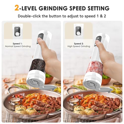 Electric Salt and Pepper Grinder Set (White)