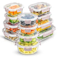 24pc Borosilicate Glass Storage Containers with Lids (Color Blushy Pink)