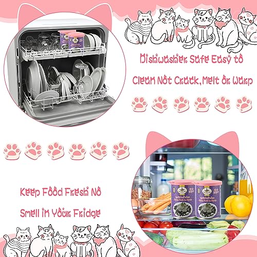 8 Pcs Cat Food Can Covers Lids Set (Pink)