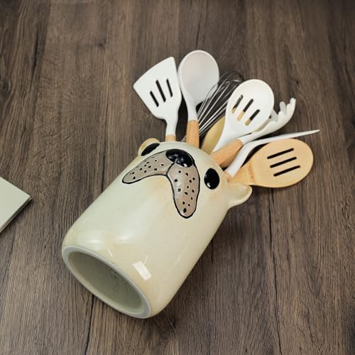 Ceramic Cartoon Animal Pattern Kitchen Utensil Holder (Bulldog)