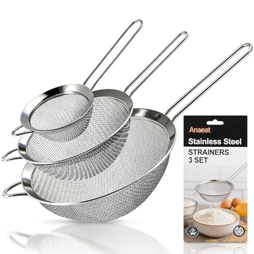 Fine Mesh Strainers (2.8" + 4.73" + 7.09" Diameter (Set of 3))