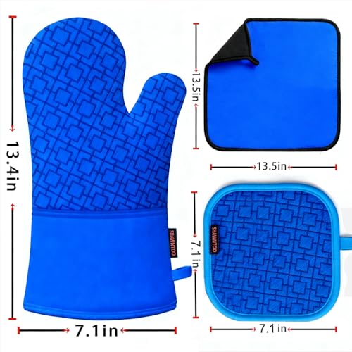 Oven Mitts and Pot Holders Sets 6pcs (Navy Blue)