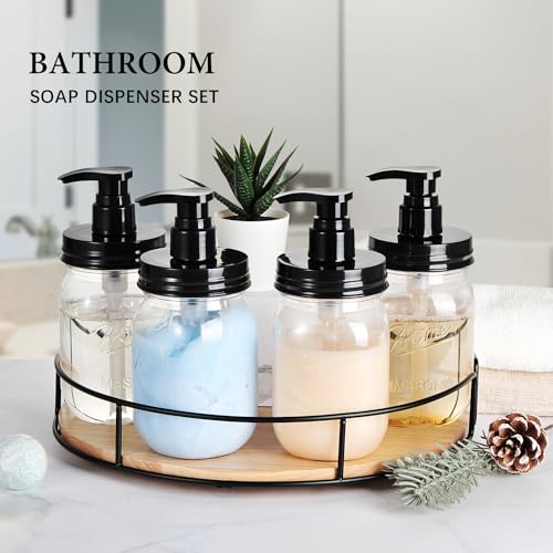 Plastic Mason Jar Soap Dispenser with Pump Lid 16OZ (Black)