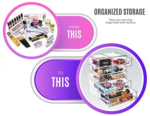 7 Drawer Makeup Organizer with Small & Wide Drawers (Diamond / 3 Large, 4 Small Drawers)