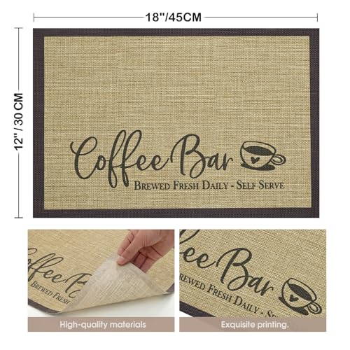 Coffee Bar Mat Set of 2 (12" x 18", Rectangular 2 Pcs / Wood)