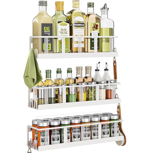 Spice Rack Wall Mounted 3 Pack (White / 3 Pack)
