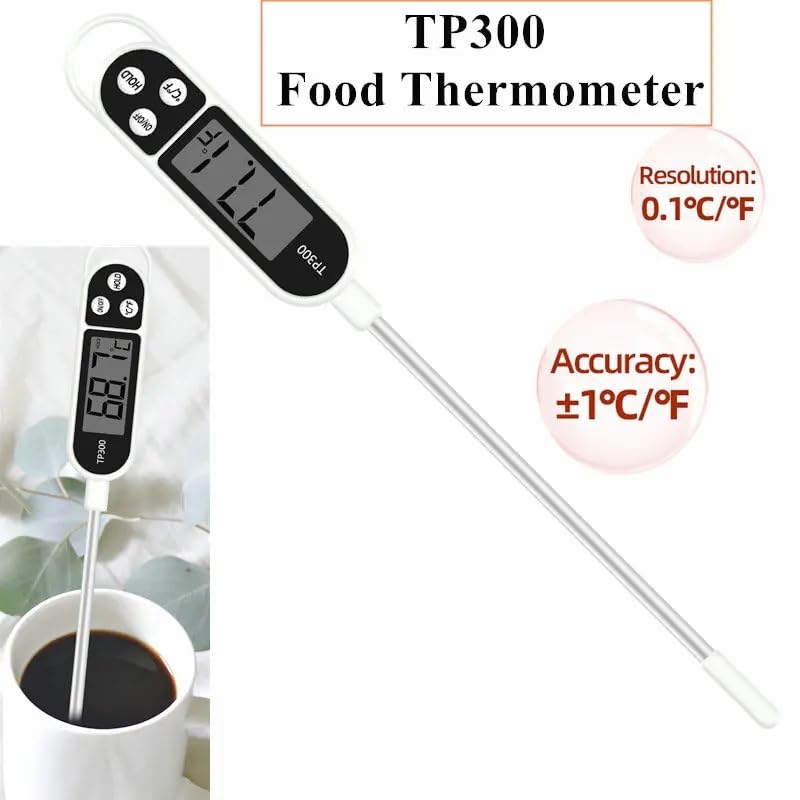 Candy Thermometer Digital Instant Read for Meat Kitchen Cooking Food Oil Deep Fry BBQ Grill Smoker (14.4in-white)