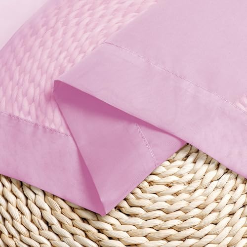Sheer Curtains 63 Inch Length 2 Panels (Pink / 42"W x 63"L (Pack of 2))