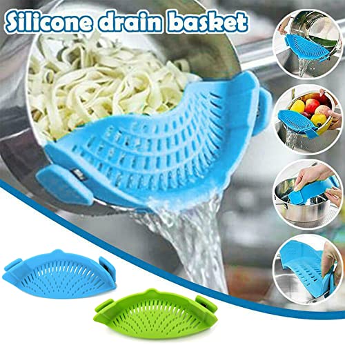 Clip on Kitchen Food Strainer for Spaghetti (Blue, Green)