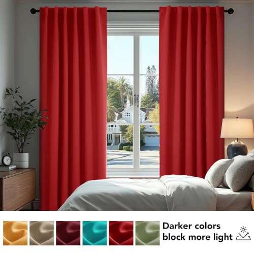 Blackout Curtains for Bedroom (Red / 42"W x 63"L (Pack of 2))