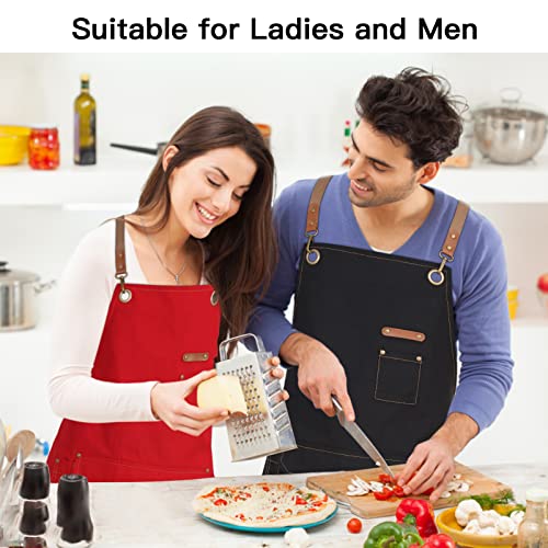 Chef Apron Men Women (Red, 6 Pack)