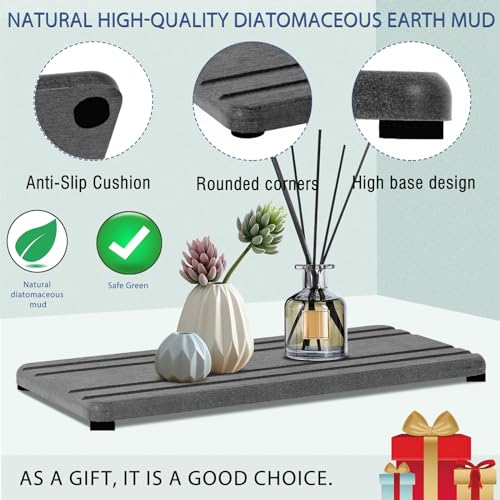 3PCS Water Absorbing Stone Tray (1pcs 21×10cm + 2pcs 10×10cm Dark Gray Stripe)