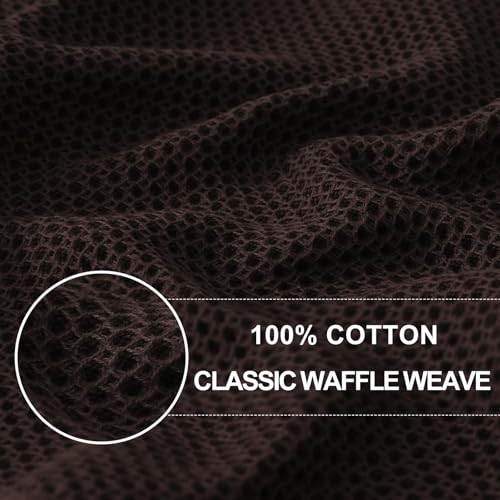100% Cotton Waffle Weave Kitchen Dish Cloths 18 (Dark Brown / 12 X 12 - 18 Pack)
