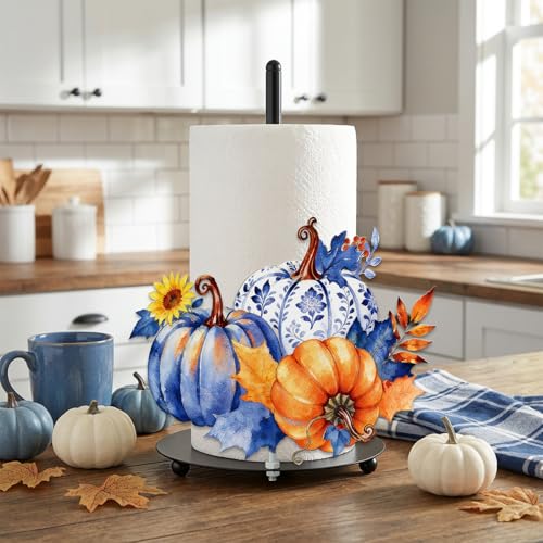 Fall Pumpkin Paper Towel Holder Chinoiserie Kitchen Decor Accessory