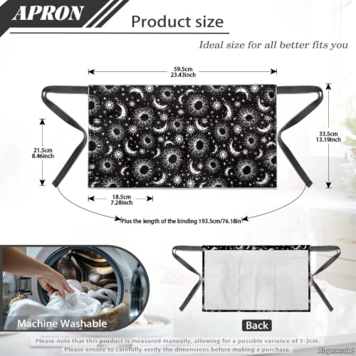 Server Apron with 3 Pockets (Sun and Moon)