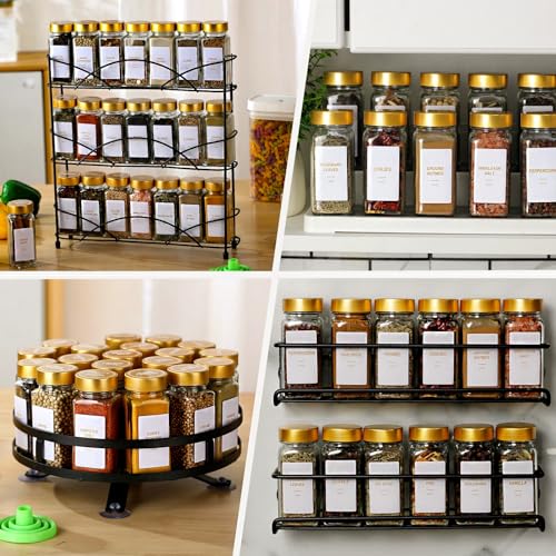 36 Gold Spice Jars with Labels