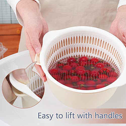 2 in 1 Kitchen Colander Set with Bowl Strainer (Cream)