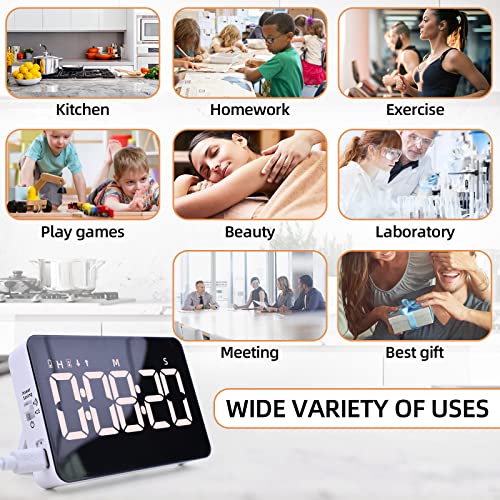 Rechargeable Digital Kitchen Timer for Cooking (Black+white)