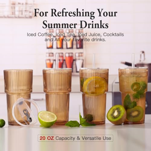 4PCS Brown Drinking Glasses (Brown-4)