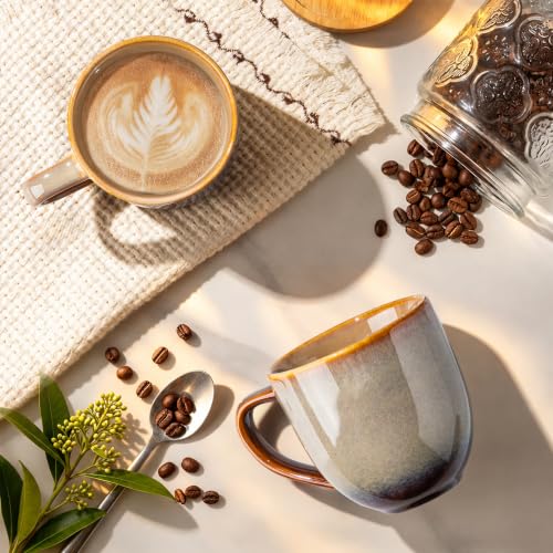 Ceramic Coffee Mugs Set of 6 (Creamy Amber / 12 OZ (Set of 6))