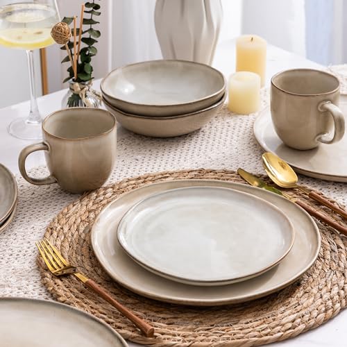 Ceramic Dinnerware Sets for 4 (Cappuccino / Service for 4(12Pcs))